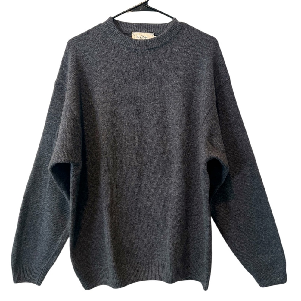 Western Island Sweater Company gray crewneck vintage sweater wool size XL